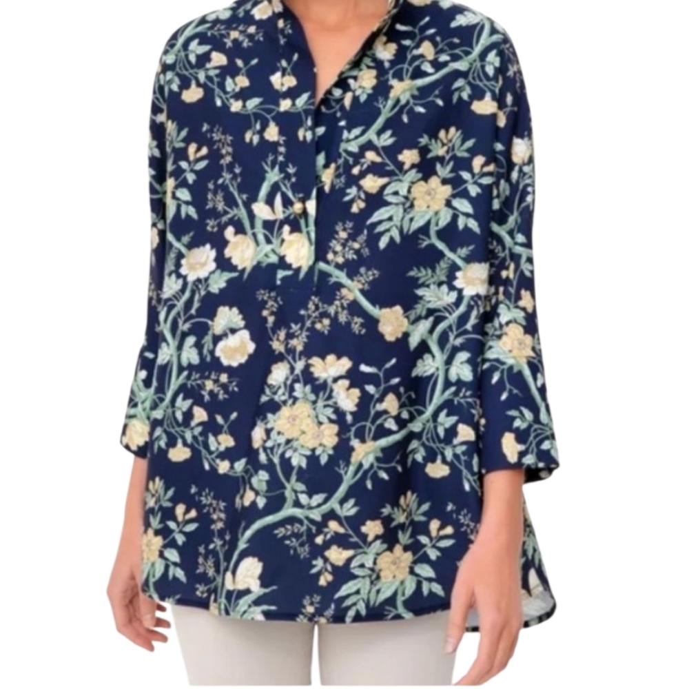 Tuckernuck Willow Blue Flora Tunic Top XL